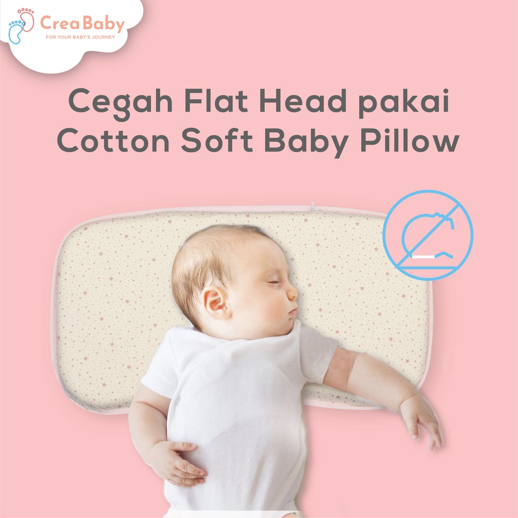 CREA BABY Cotton Soft Memory Foam Baby Pillow | Bantal anti peyang | Bantal tidur bayi