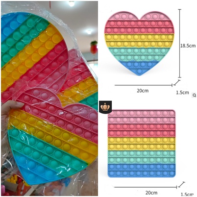 [ORGM] Mainan Pop It Pop Fidget Ukuran L 20cm Petak Love Bulat Rainbow