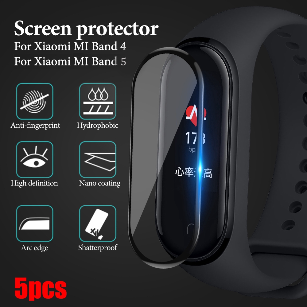 Film Pelindung Layar 3d Full Cover Anti Gores Ujung Lengkung Untuk Xiaomi Mi Band 5