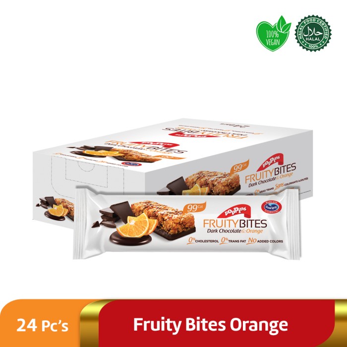 

DARK CHOCOLATE & ORANGE FRUITY BITES POPPINS / CEREAL BAR 24PCS