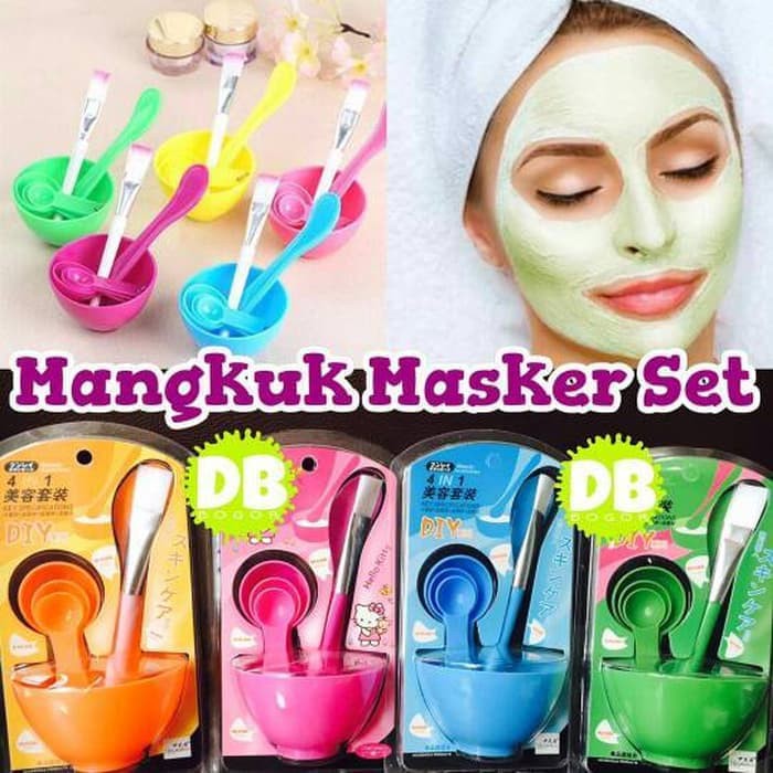 Mangkok Masker Peracik Wajah DIY 4 in1 Bowl Tool tempat kuas kosmetik Skin care Perawatan kecantikan