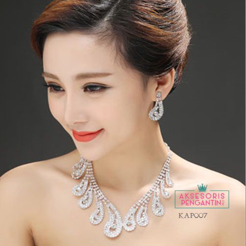 [STOCK TERBATAS] AKSESORIS PENGANTIN KALUNG SET ANTING PESTA MODERN KAP007