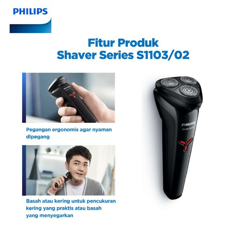 PHILIPS Shaver S1103 Wet &amp; Dry Series 1000 S1103/02 S 1103