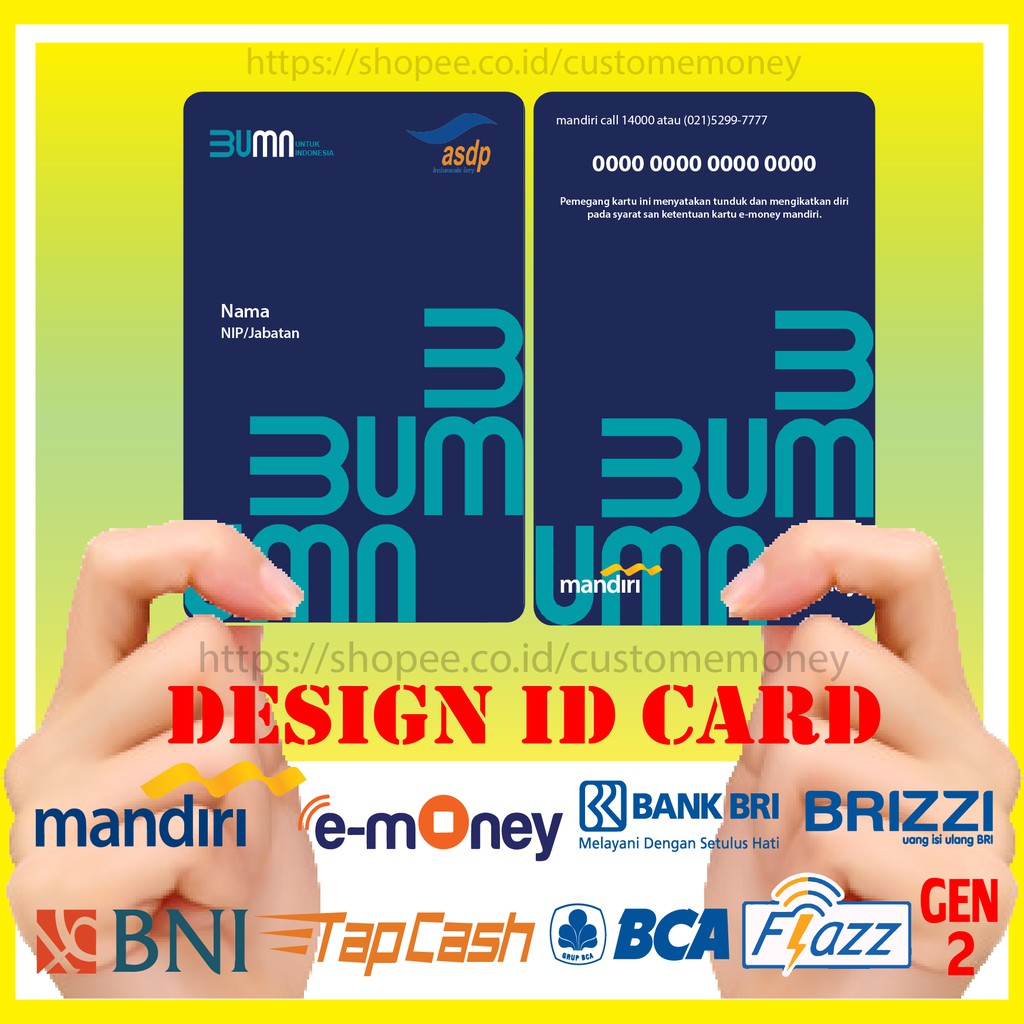 KARTU E MONEY E TOLL ID CARD ASDP NEW BUMN MANDIRI EMONEY BNI TAPCASH BRI BRIZZI FLAZZ BCA - 2 SISI