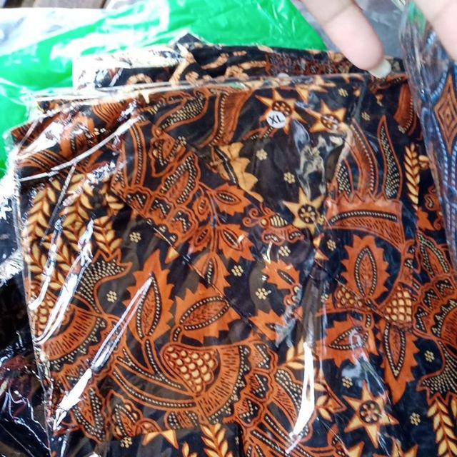 Tey-17 Batik Pria Asj Sa Hrb026 Kenongo Kemeja Tosca Pendek Pekalongan Padi M L Xl Sogan Tulis ::