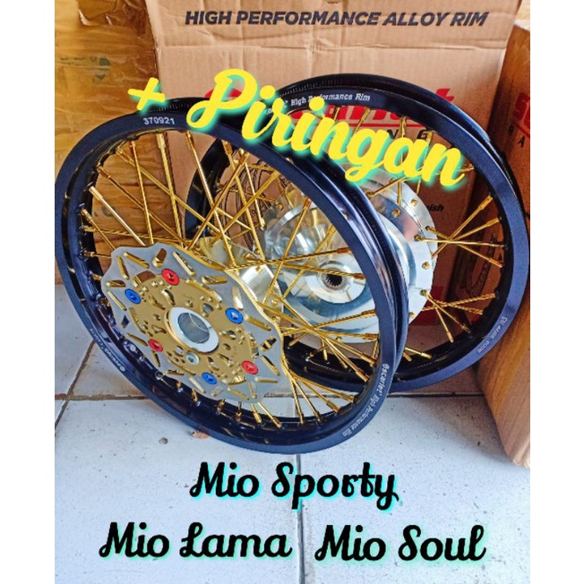 Velg Jari Jari Ring 14 140 X 160 +Piringan Scarlet Untuk Motor Mio Sporty Mio Lama Mio Soul Satu Set