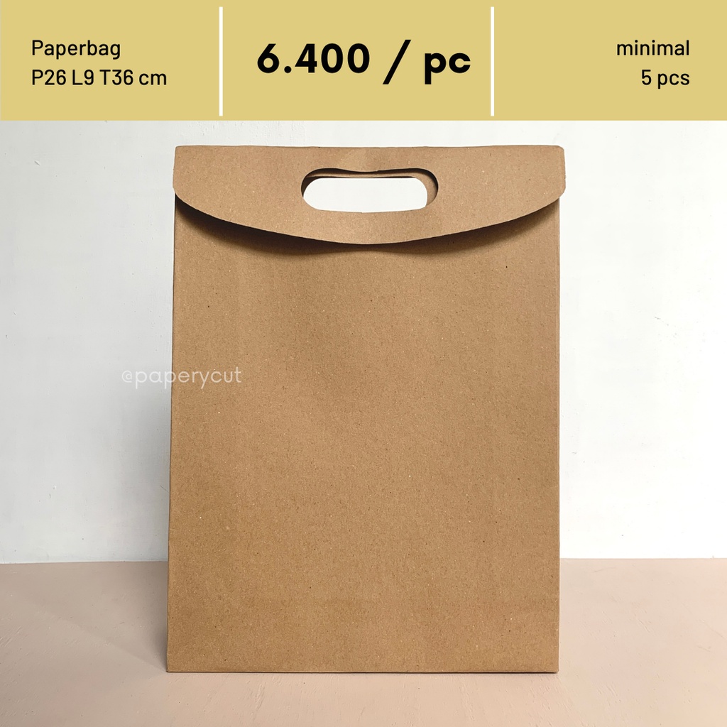 

Paperbag Tas Kertas Kraft Coklat Polos Goodie Bag P26 L9 T36 cm
