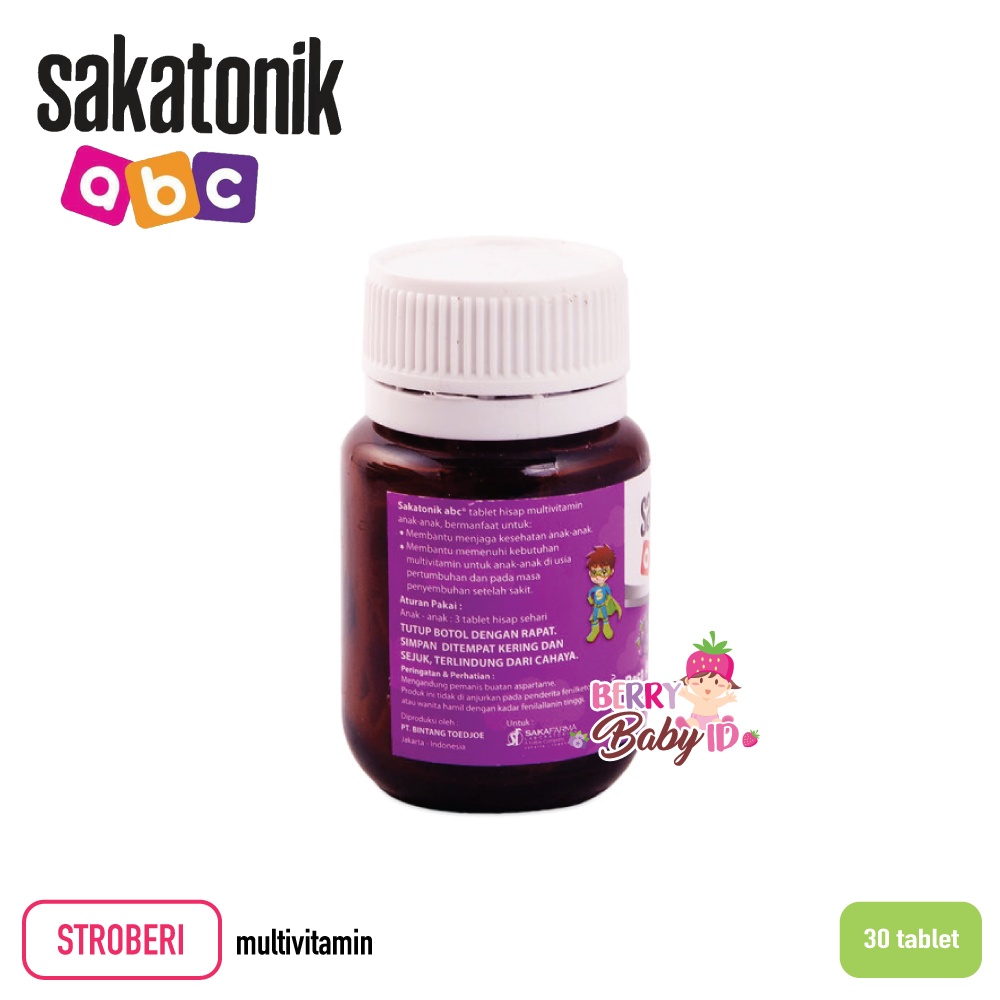 Sakatonik ABC Multivitamin Anak 30 Tablet Hisap Antariksa Orange Anggur Grape Stroberi Strawberry Berry Mart