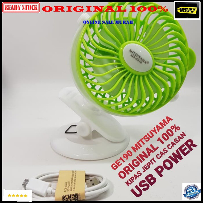 G190 Mitsuyama original 100% kipas angin jepit portable fan mini usb cas casan 2in1 baterai charge pendingin duduk table meja  BISA SAMBIL COLOK NYALA NYA  BISA JG PAKAI BATERAI CAS  BATERAI BISA DILEPAS MENGGUNAKAN BATERAI JENIS POWERBANK 1PCS  2-3