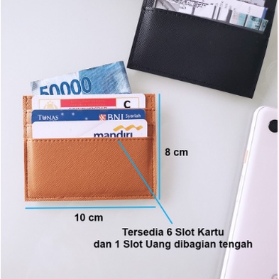 CARD HOLDER 6 SLOT Kartu + 1 SLOT FOR MONEY | Walletcard/ Dompet Kartu Portable Mudah Dibaw