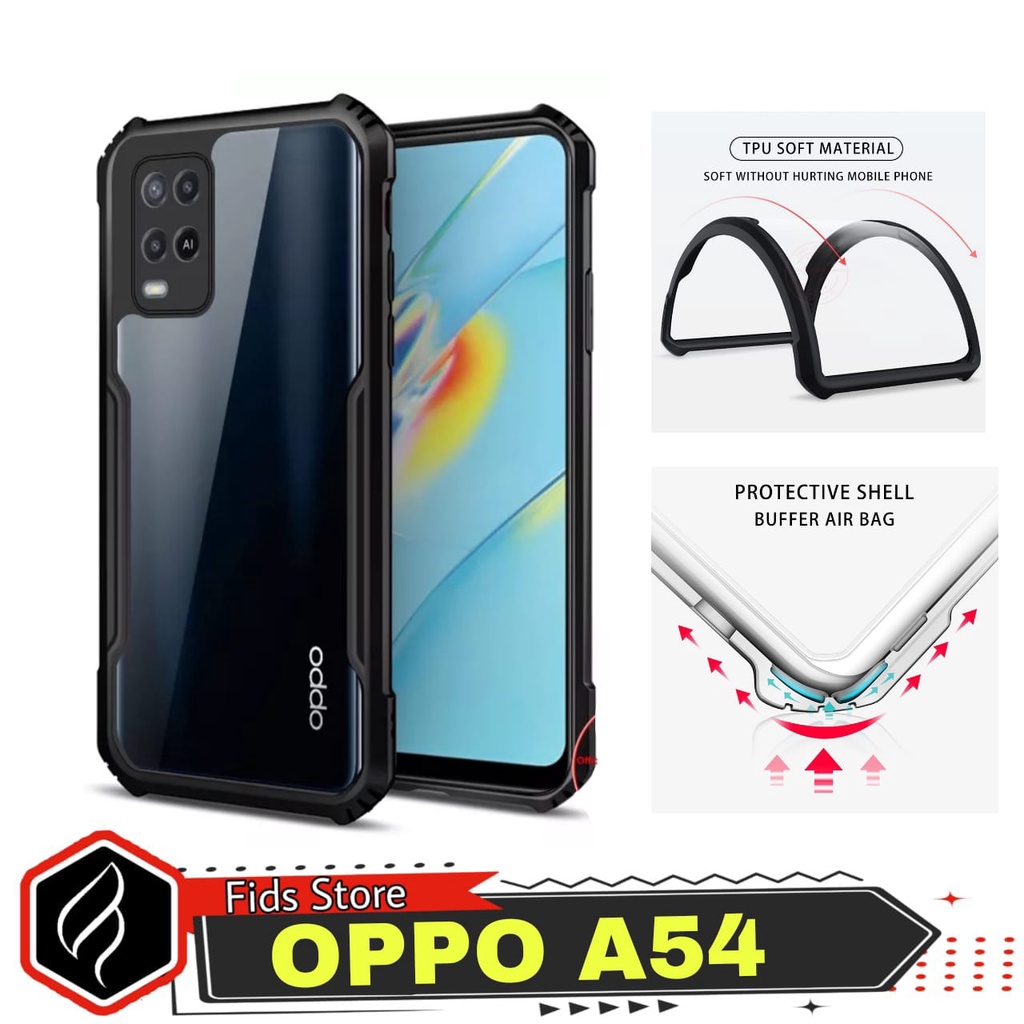 PROMO Case OPPO A54 CaseTransparant Soft Acrylic Case Armor Prigen Fusion Protek Camera