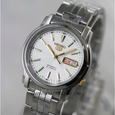 Seiko 5 SNKL77K1 Automatic Gold Tone on White Dial - Jam Tangan Pria SNKL77