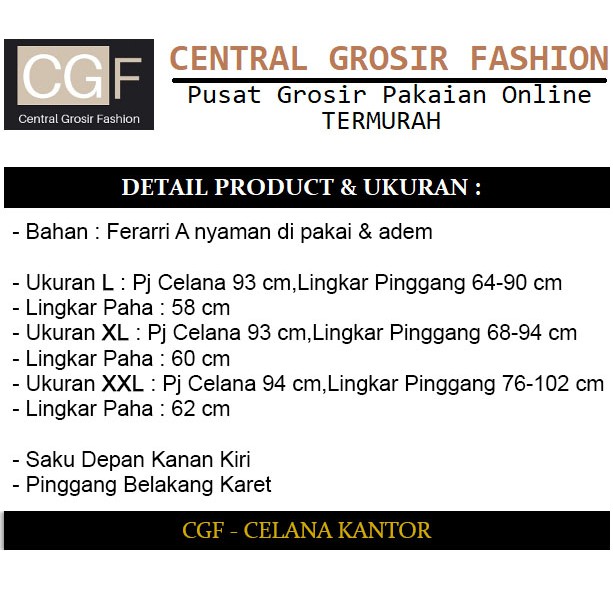 Celana Kantor Kantong Depan - Central Grosir Fashion (CGF) - Ukuran L-XXL - Matt Ferrari