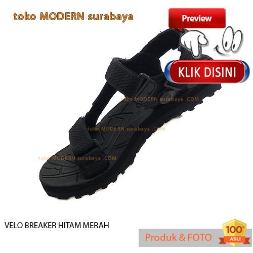 VELO BREAKER HITAM MERAH sendal pria gunung outdoor flip flop