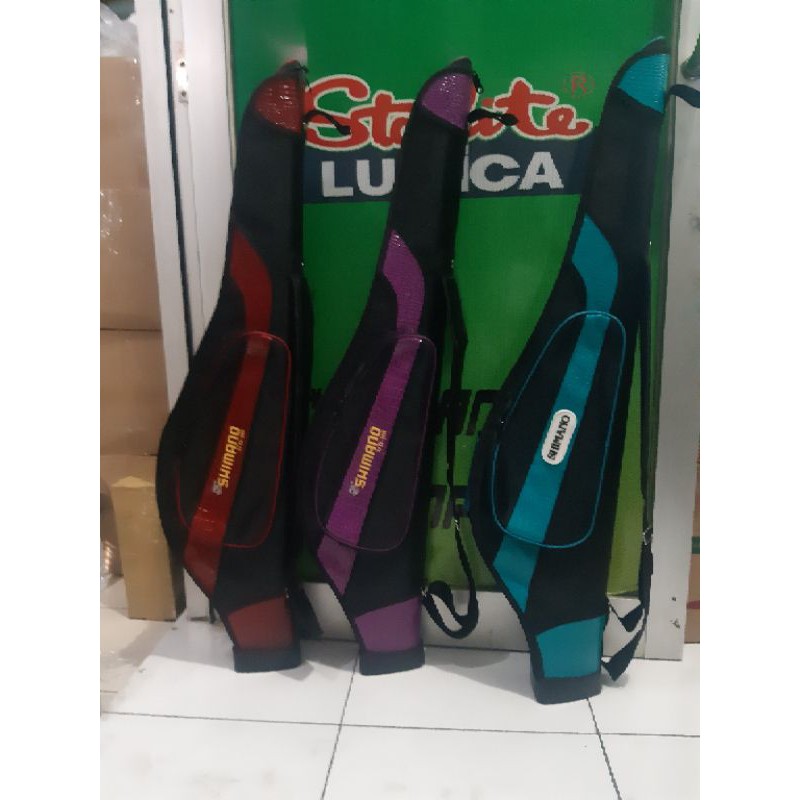 tas pancing premium kombinasi bahan kulit asli 100cm {3 kantong combain} alas mangkok karet