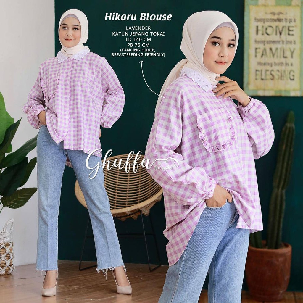 ALFAZZA/ HIKARU BLOUSE/ KATUN KOTAK PREMIUM / ATASAN WANITA PREMIUM / LILAC TRENDY BISA COD