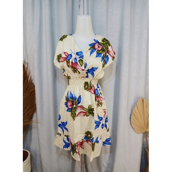 DASTER MINI MOZA RAMPEL BUSUI FRIENDLY MOTIF-Daun Bunga Cream