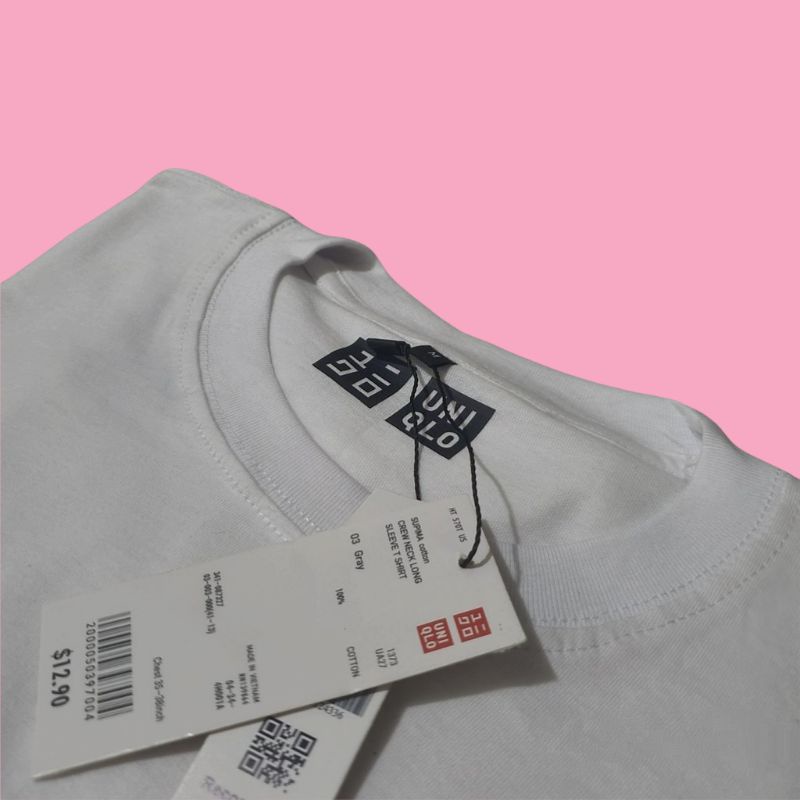T-shirt putih Uniqlo Logo / baju distro atasan unisex terpopuler terlaris pakaian pria wanita-2