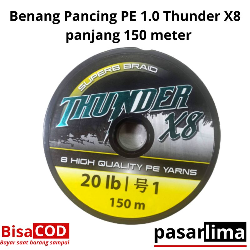 Senar PE Thunder X8 ukuran 1.0 panjang 150 meter