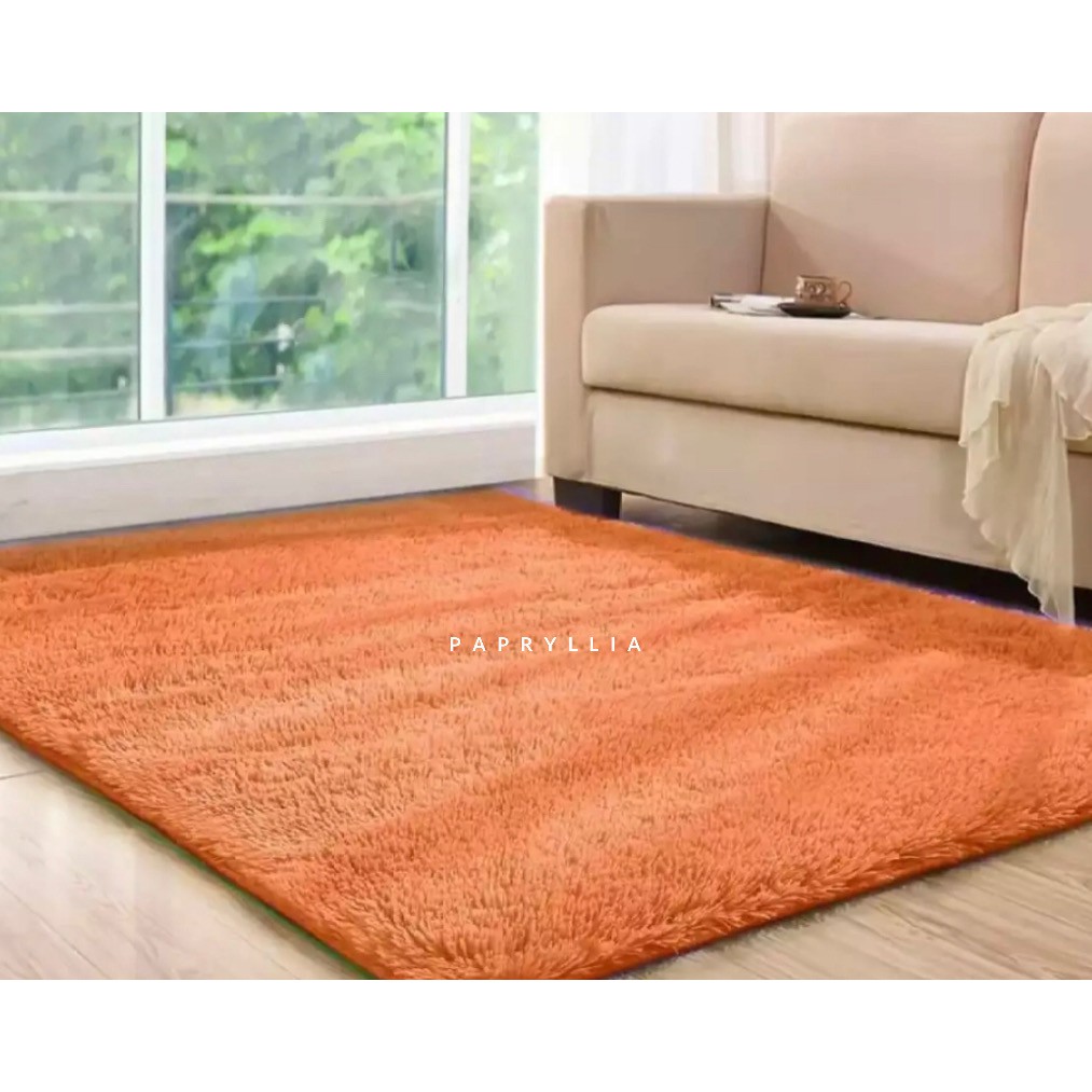 Krucils Store - Karpet Bulu Rasfur Karpet Lantai Kasur Bulu 200x150cm + Busa Tebal ( Orange )