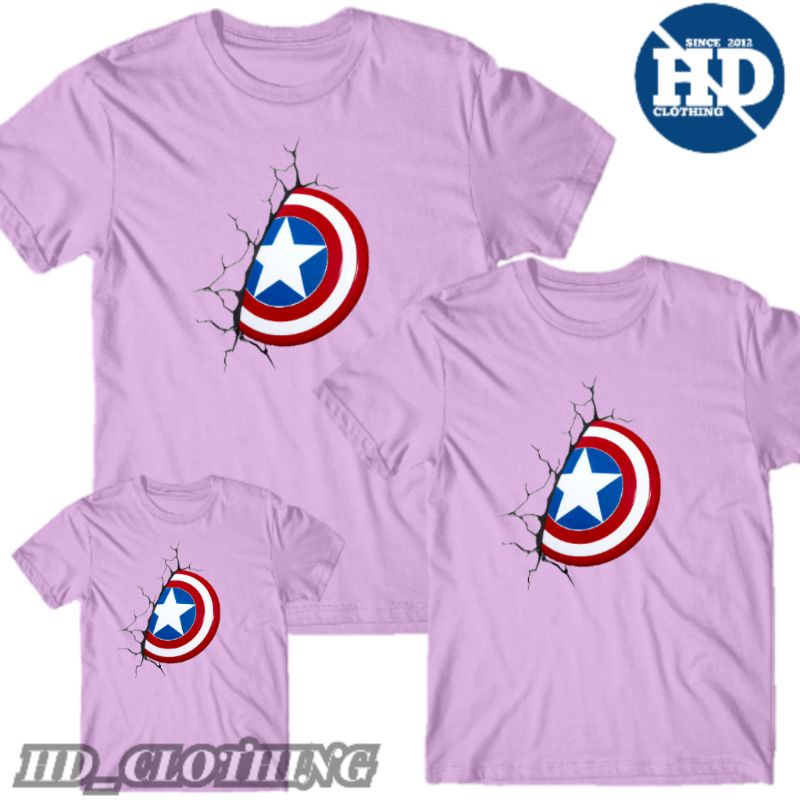 KAOS ANAK SUPERHERO CAPTAIN AMERICA ANAK DAN DEWASA - BAJU COUPLE KELUARGA