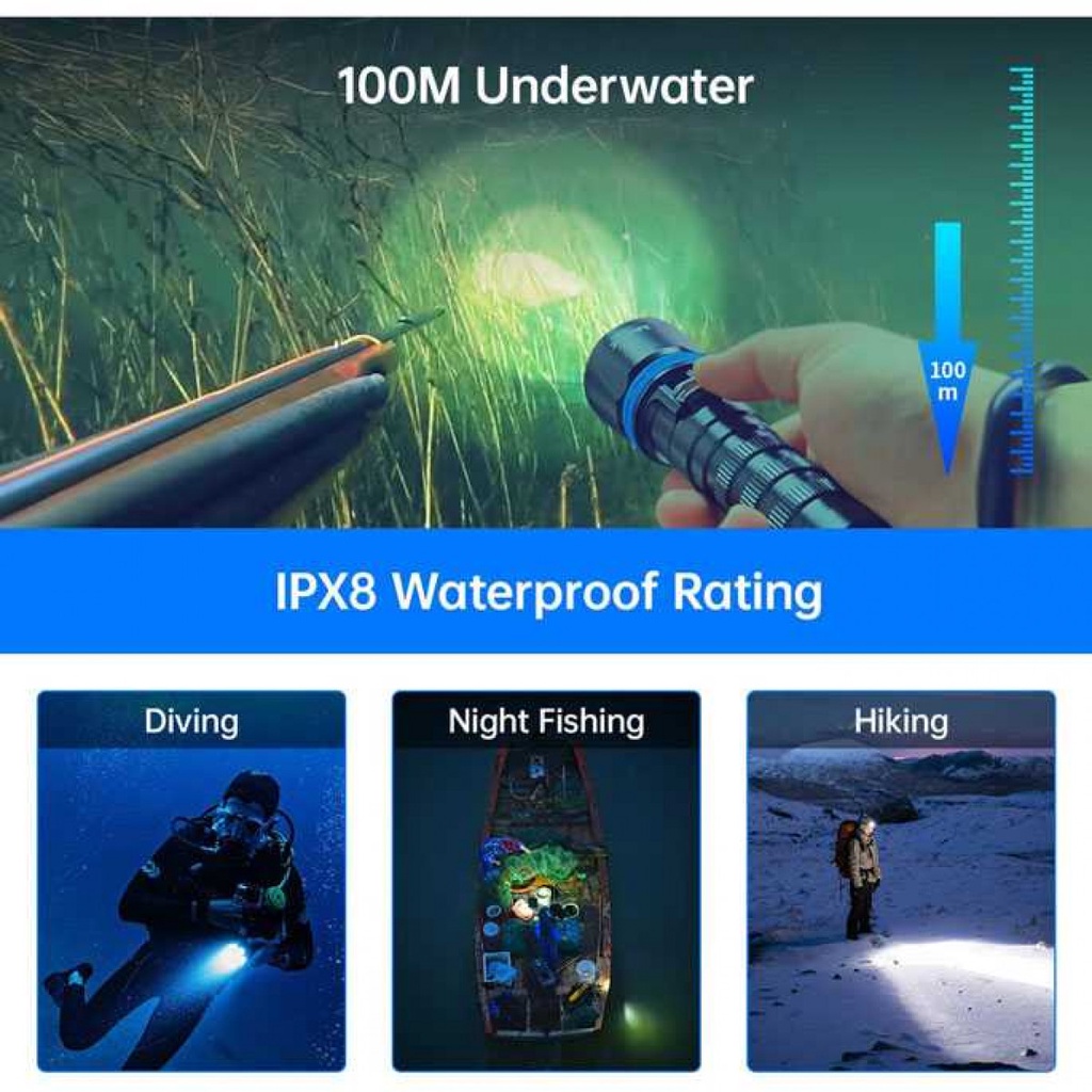 Senter Diving Selam Waterproof LED CREE XP L2 1000 Lumens IPX8 Aluminium Alloy