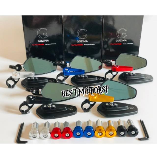 Spion Jalu Oval Bar End Universal Kaca Biru Full CNC Spion Oval