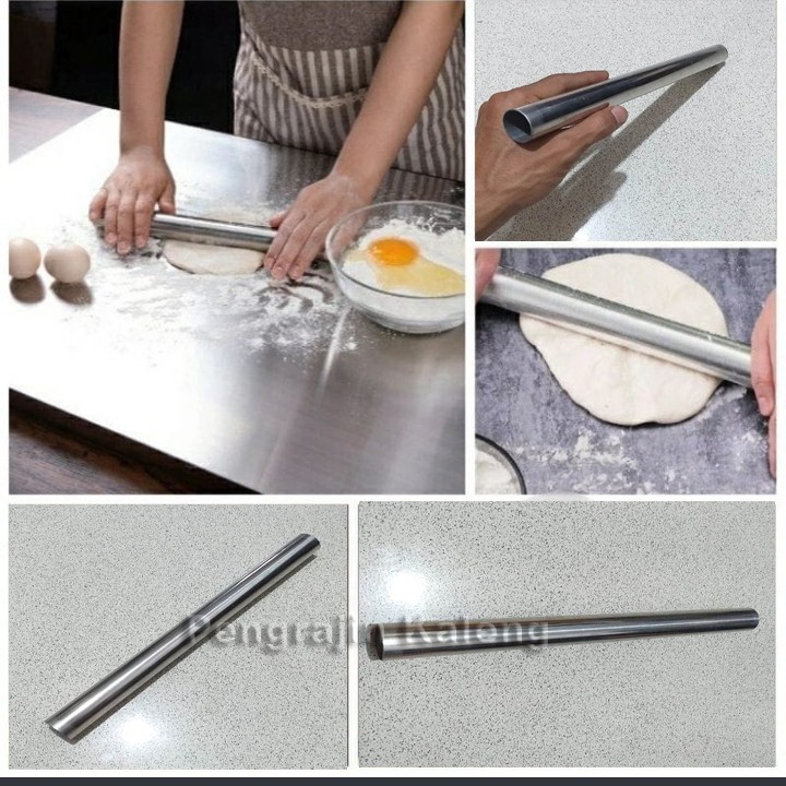 Rolling Pin Stainless 30 cm  / Rolling Pin Stainless 40 cm  / Roll Pin Kayu 30 cm