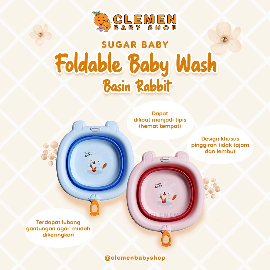 Jual Sugar Baby Foldable Baby Wash Basin Rabbit (Baskom Lipat Bayi