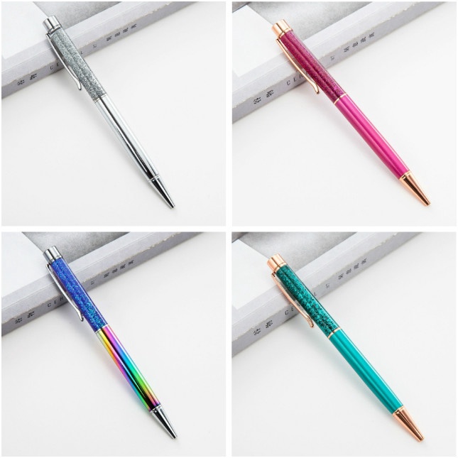 Creatively Luxury Ball-point Flow Oil Crystal Gold Foil Metal Copper Colorful Gold Color Pen