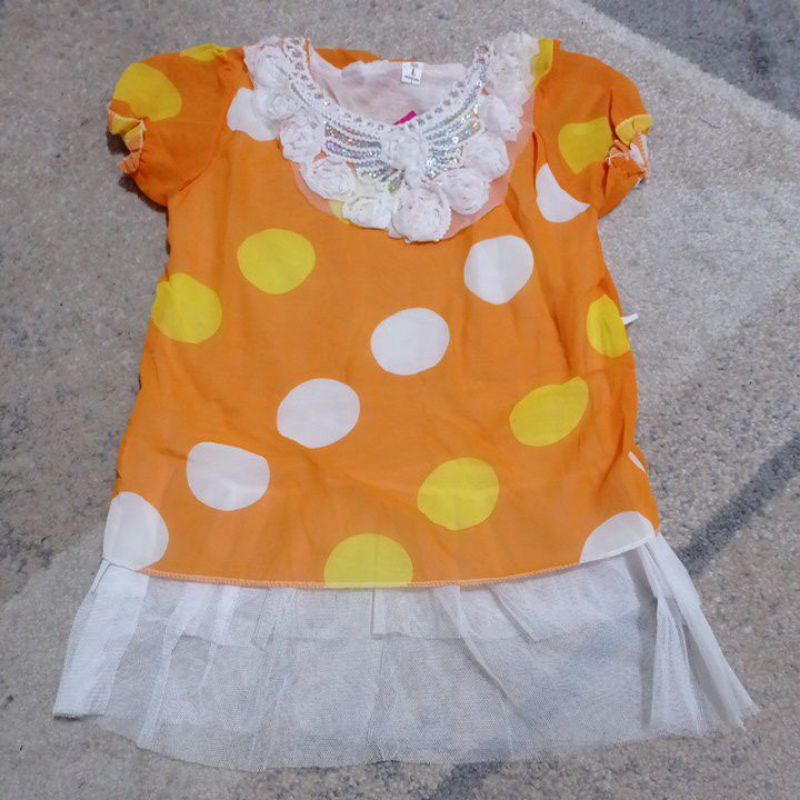 Dress anak polka Orange