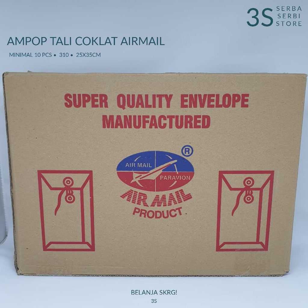 

[ISI 50 PCS] Amplop Coklat AIRMAIL KANCING TALI 310 PARAVION