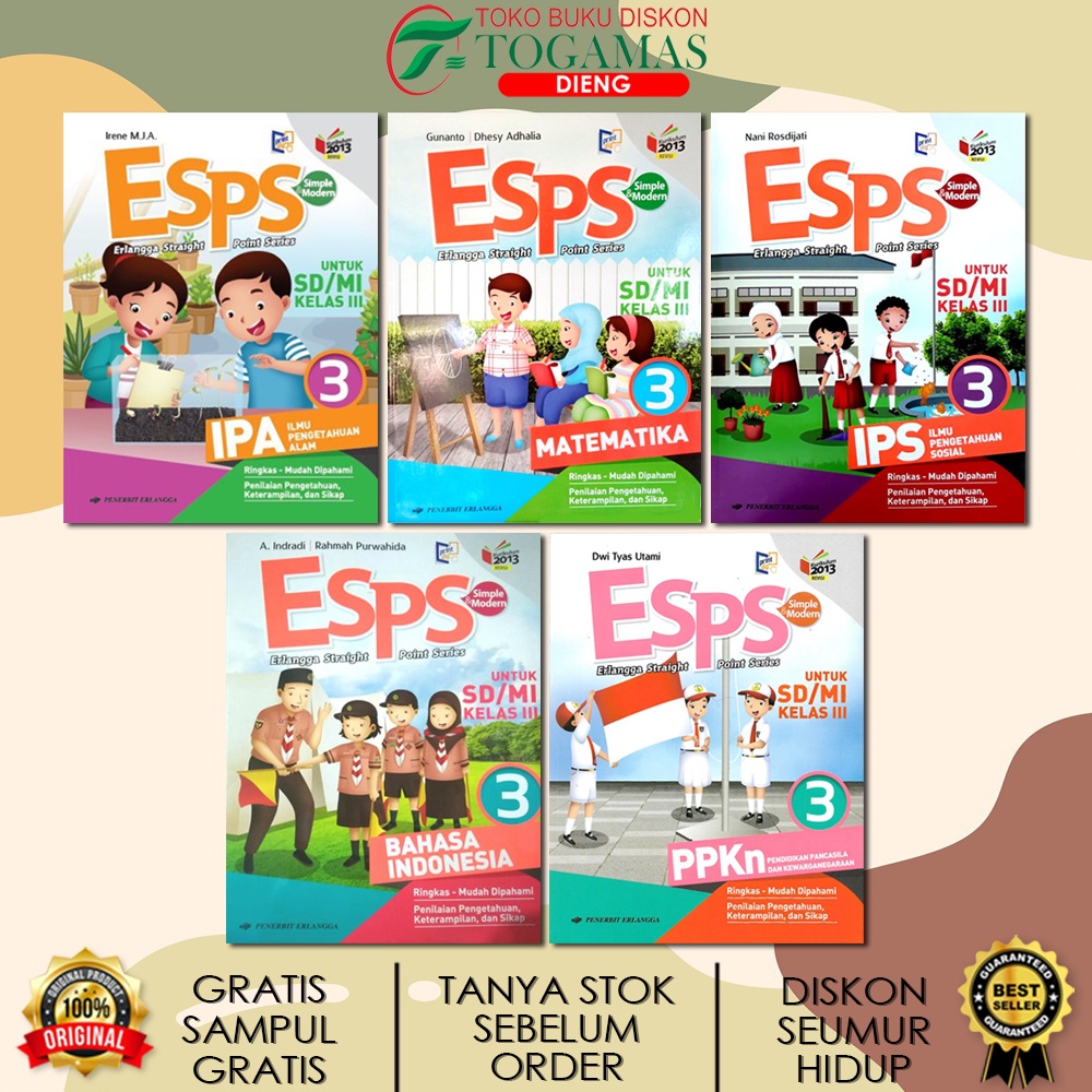 ESPS SD KELAS 3 KURIKULUM 2013 NEW (BAHASA INDONESIA, IPA, IPS, MATEMATIKA, PPKN) ERLANGGA