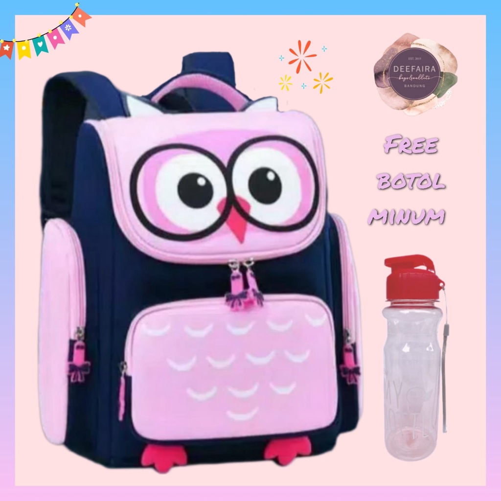 Tas Ransel Sekolah Anak Perempuan Model 0wl Free Botol Tas Untuk Anak Paud Sd Smp