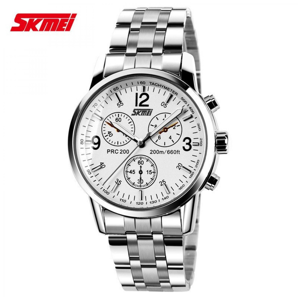 SKMEI Jam Tangan Analog Pria - 9070CL [Putih] [Stainless Steel]