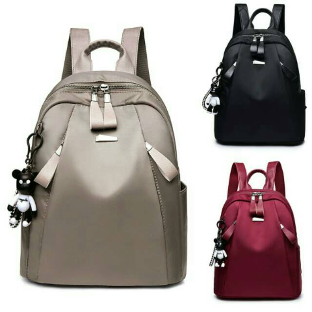 COD√ 【MJP】Tas Wanita Ransel Backpack Stylish LIKETHIS Fashion Nylon Micro Gratis Gantungan Boneka