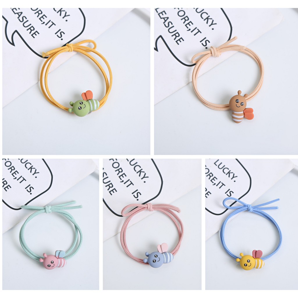 Topprice COD Ikat Rambut Wanita/Karet Rambut Lucu Elastis Motif Lebah Gaya Korea Warna Korean AW15 / AW31 /AW32  / AW33 / AW34