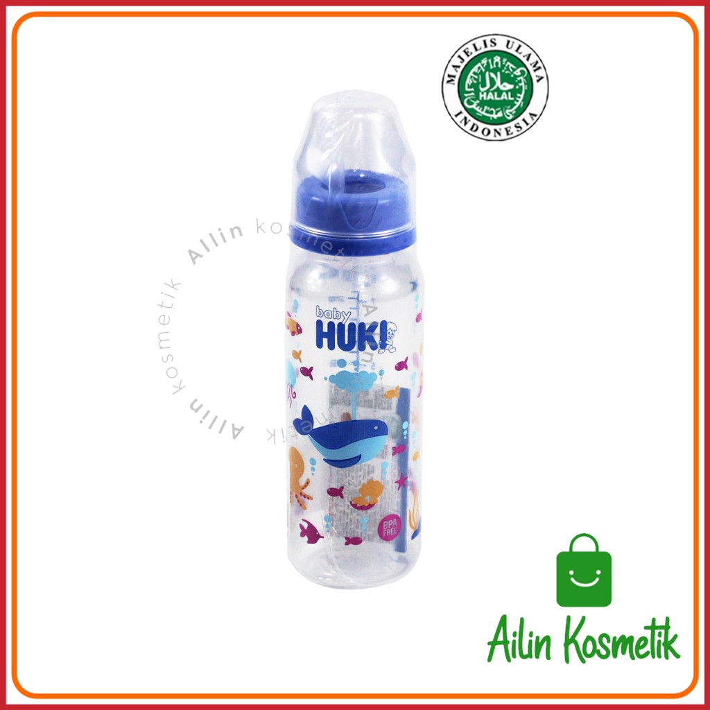 HUKI Botol Susu Dot Gepeng Nipple Silikon HALAL ORIGINAL / Botol Susu Bayi 60ml 120ml 240ml by AILIN