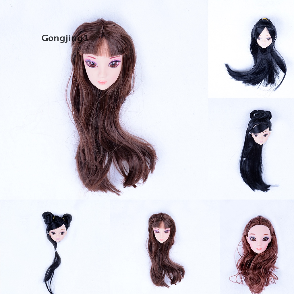 Gongjing1 Kepala Boneka Barbie Dengan Rambut DIY Skala 1: 6