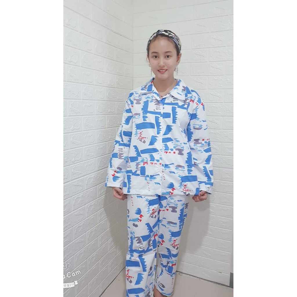 Set Nagita / Daily Set Piyama CP & PP Fit XL-Biru PP