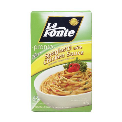 

La fonte Spaghetti Saus Ayam 117 gr - La Fonte Pronto Spaghetti With Chicken Sauce 117gr