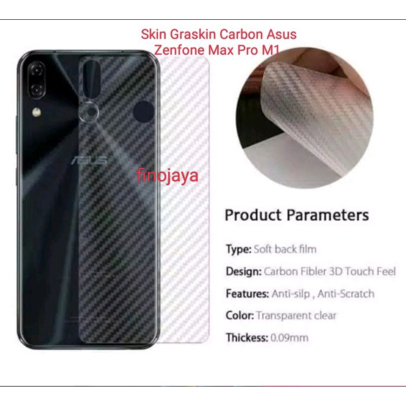 Skin Graskin Carbon Steker Asus Zenfone Max Pro M1 Anti jamur belakang transparan