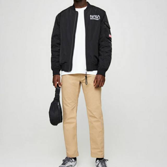 Black Nasa Bomber Jaket PULL & BEAR ORIGINAL