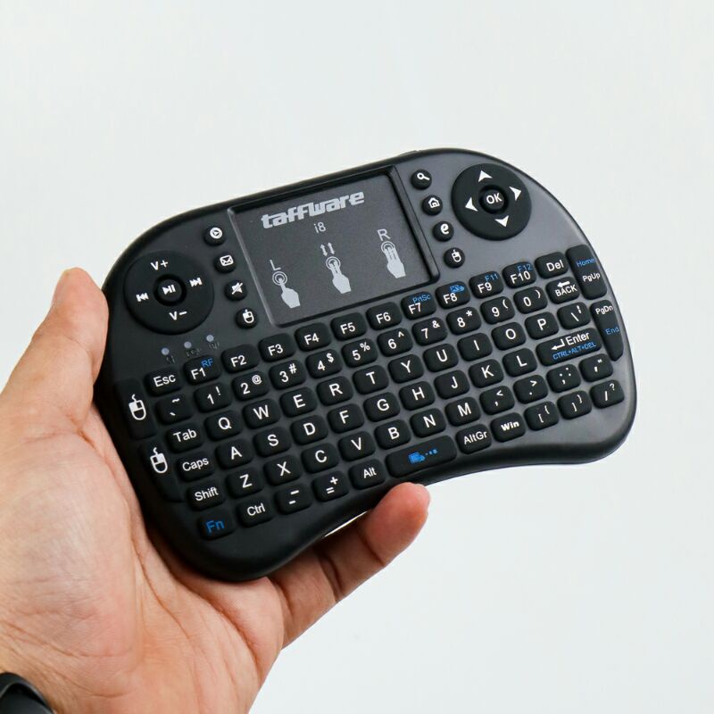 Mini Keyboard Wireless 2.4 GHz With Touch Pad &amp; Fungsi Mouse i8 Black