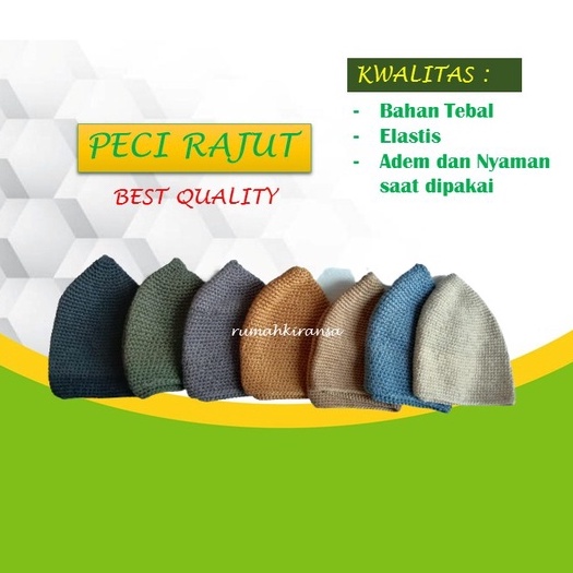 Peci Rajut Dewasa / Kopiah Rajut / Peci Rajut Polos Tebal Elastis