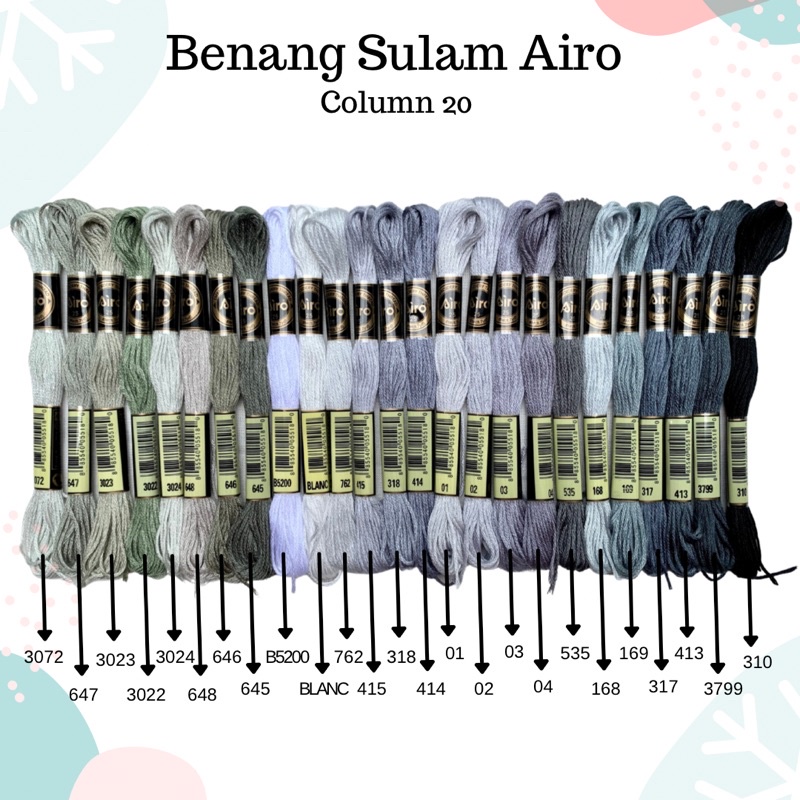 AIRO - Benang Sulam Airo (mirip DMC) Kolom 20