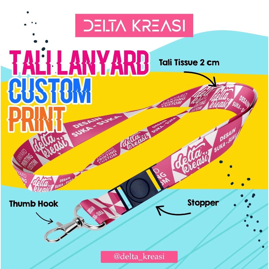 Tali Lanyard Custom / FREE DESIGN / Lanyard Satuan / Tali Lanyard Full Color / Tali ID Card / Gantun