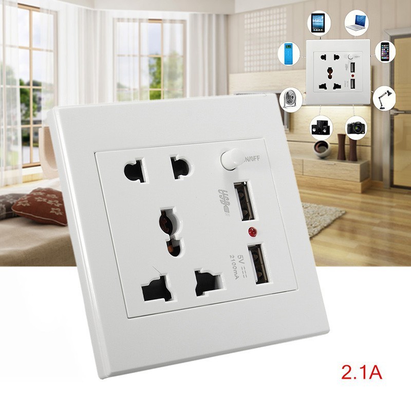 Face Plate Universal Socket with USB 2 ports Wall Plate