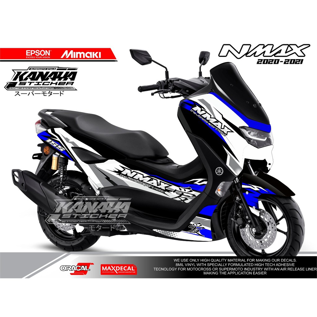 Decal Nmax Full Body Sticker Nmax new 2020 / 2021 Sticker Nmax Termurah kode Kny02 warna Putih Biru