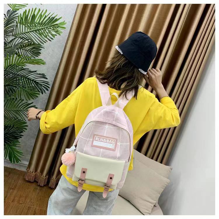 TAS RANSEL IMPORT 4IN1 BACKPACK KANVAS OS190722 MURAH FASHION SEKOLAH KULIAH KERJA JAKARTA